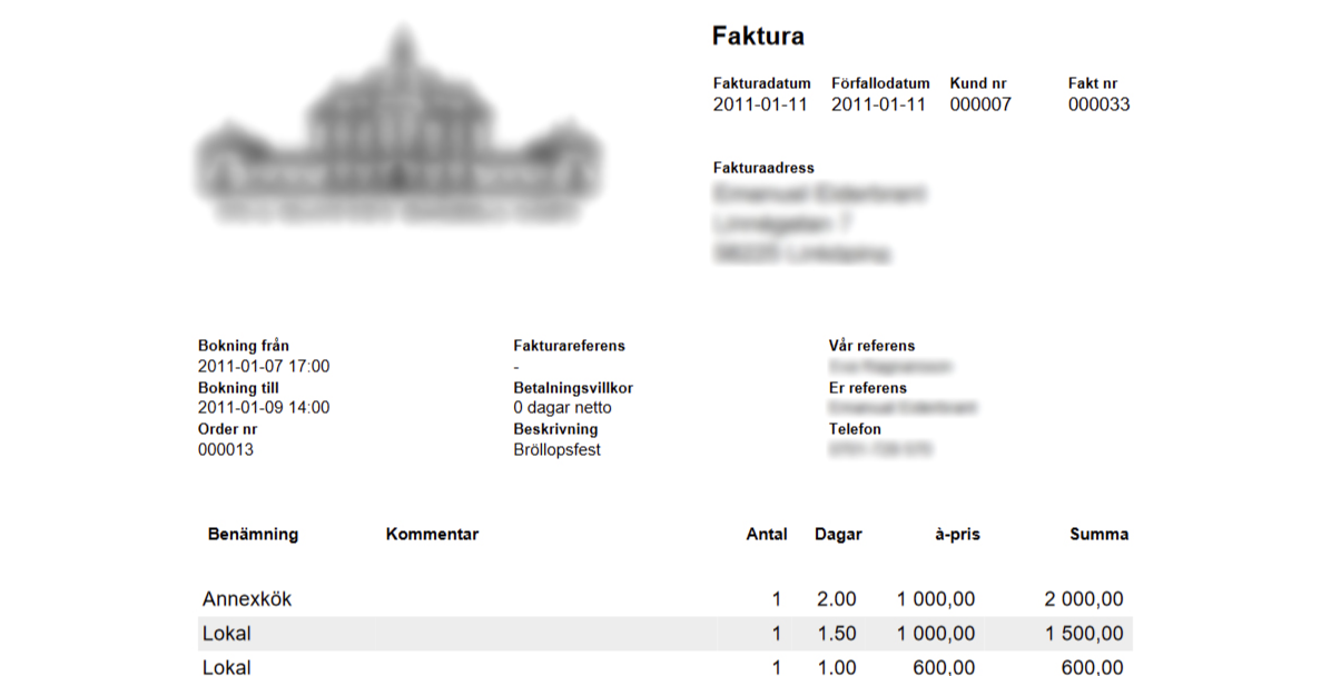 Skapad faktura